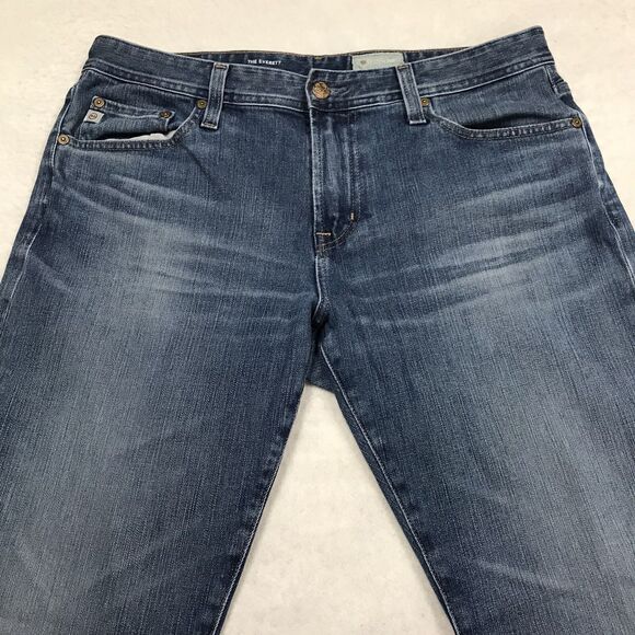 AG ADRIANO GOLDSCHMIED Everett Jeans Men 33R(33x30) Light Wash Whisker Denim - Picture 3 of 16